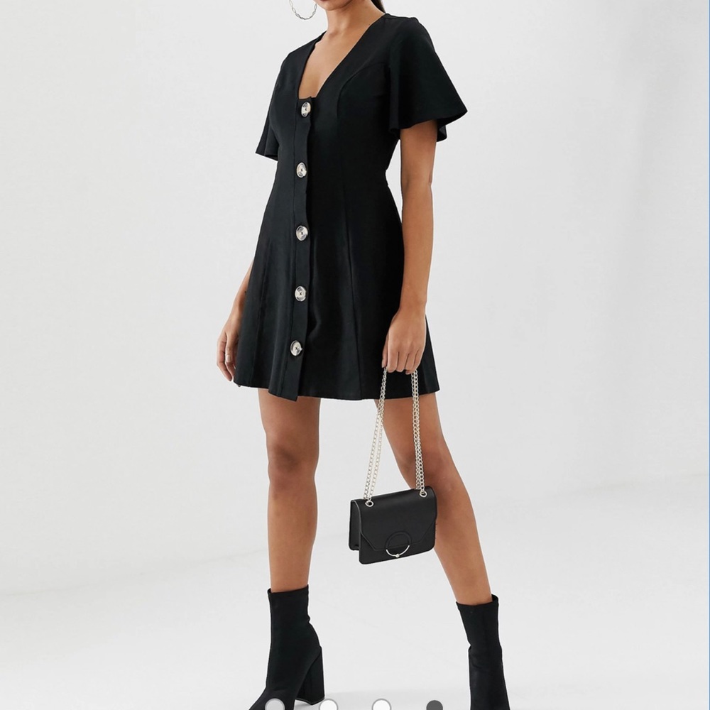 ASOS DESIGN faux horn button through dress